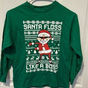 Santa Floss like a boss Long Sleeve Tshirt- Youth small